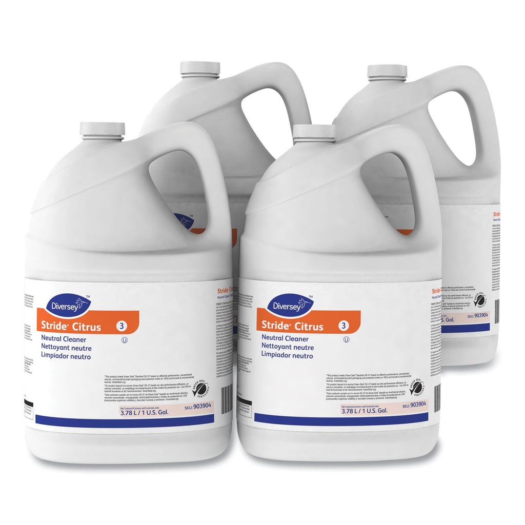 Diversey Stride Neutral Cleaner, Citrus, 1 gal, 4 Bottles/Carton