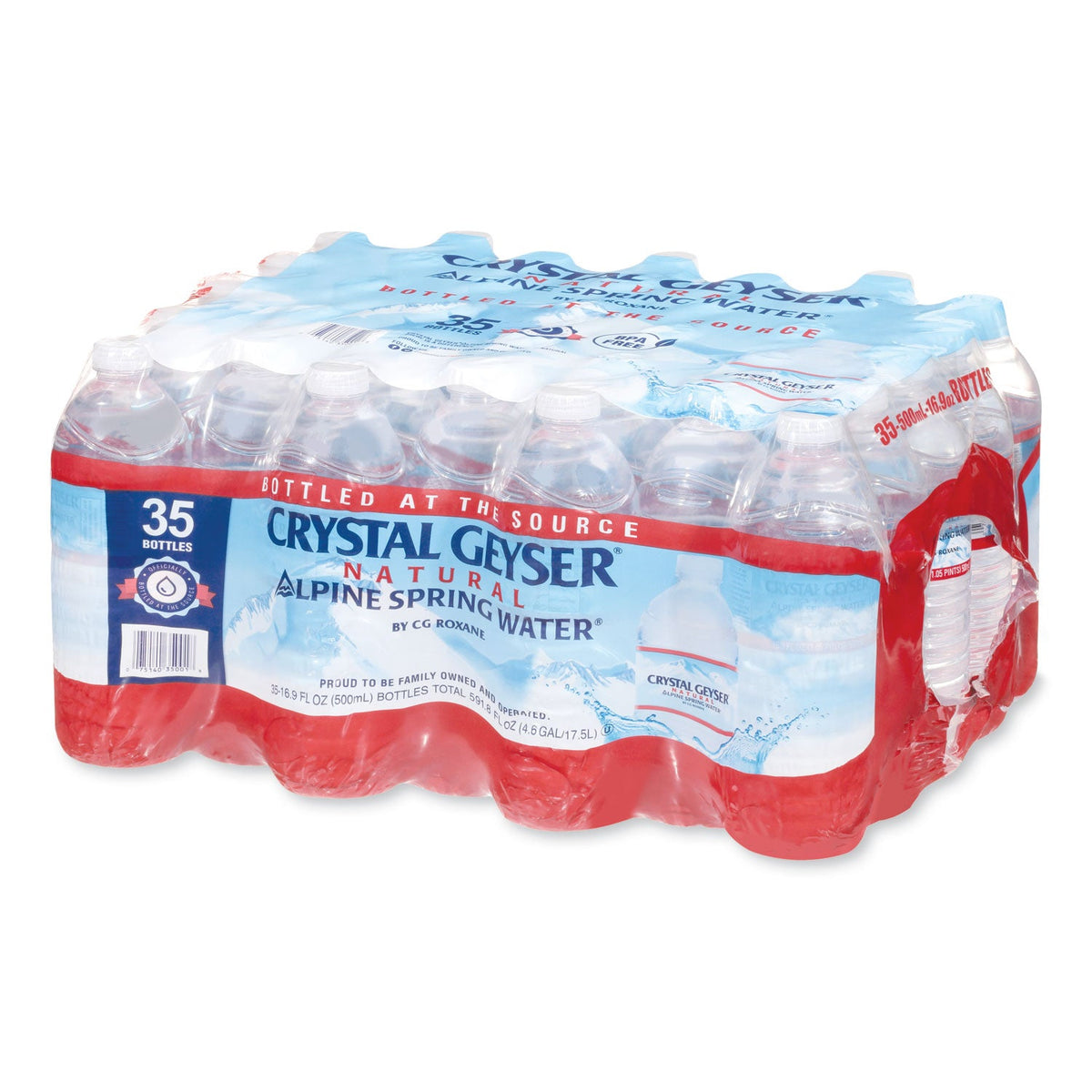 Crystal Geyser Alpine Spring Water, 16.9 oz Bottle, 35/Case