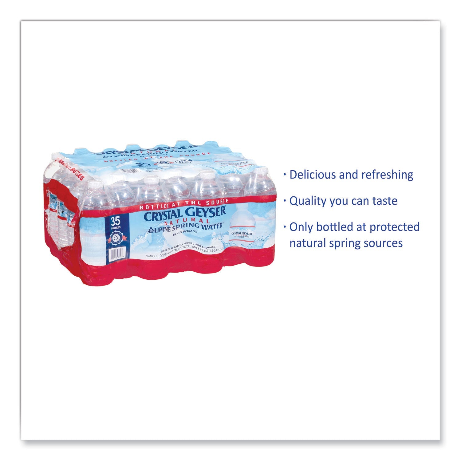 Crystal Geyser Alpine Spring Water, 16.9 oz Bottle, 35/Case