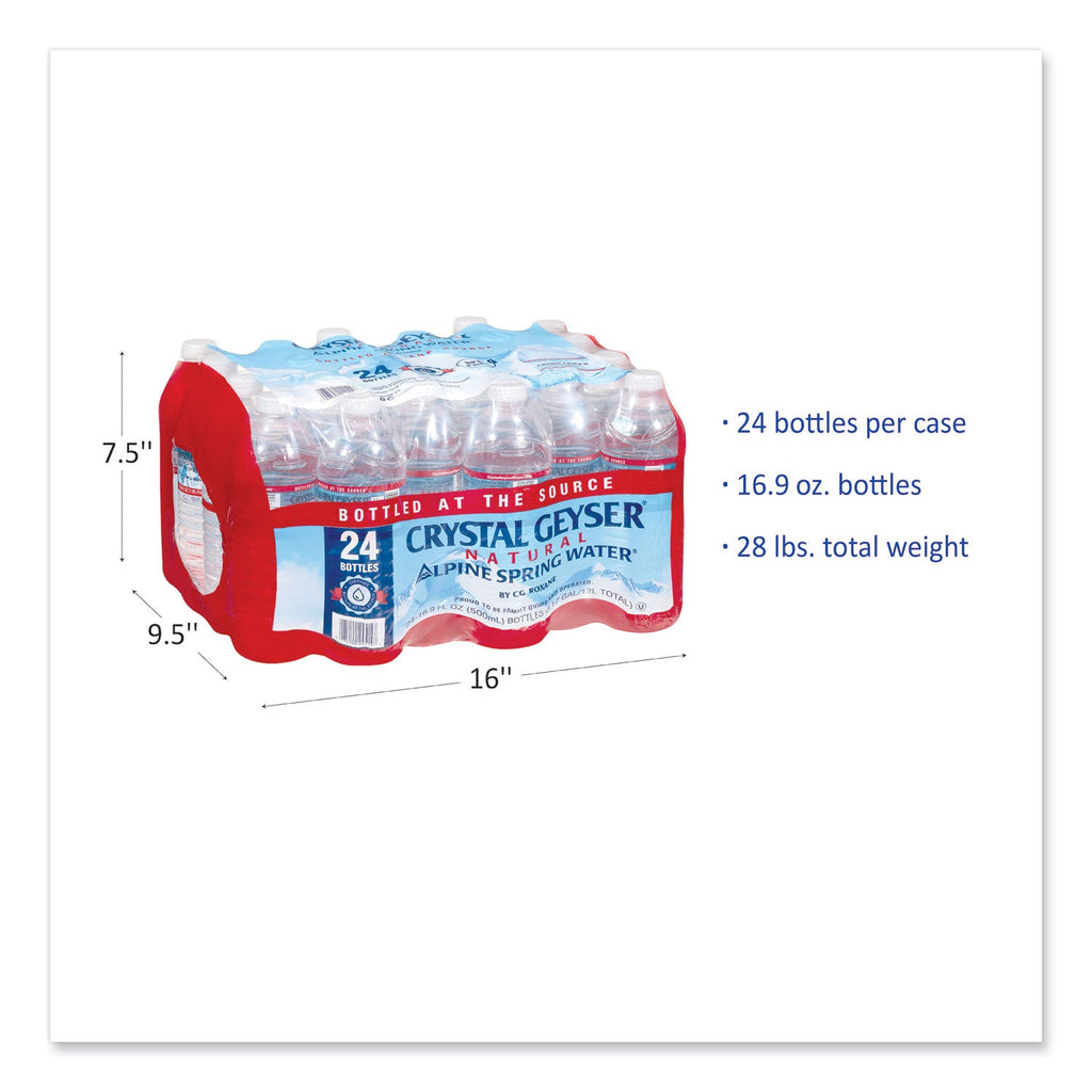 Crystal Geyser Alpine Spring Water, 16.9 oz Bottle, 24/Case