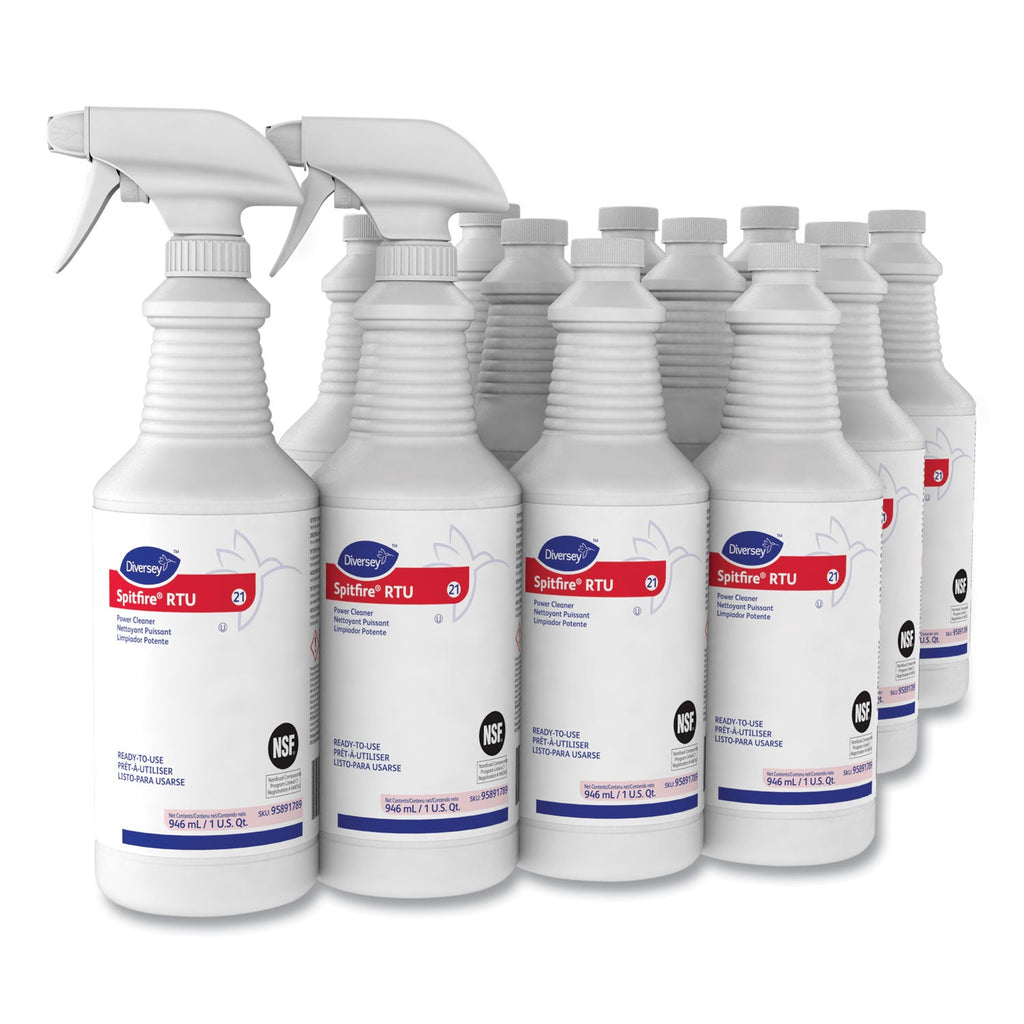 Diversey Spitfire Power Cleaner, Liquid, Fresh Pine Scent, 32 oz Spray Bottle, 12/Carton