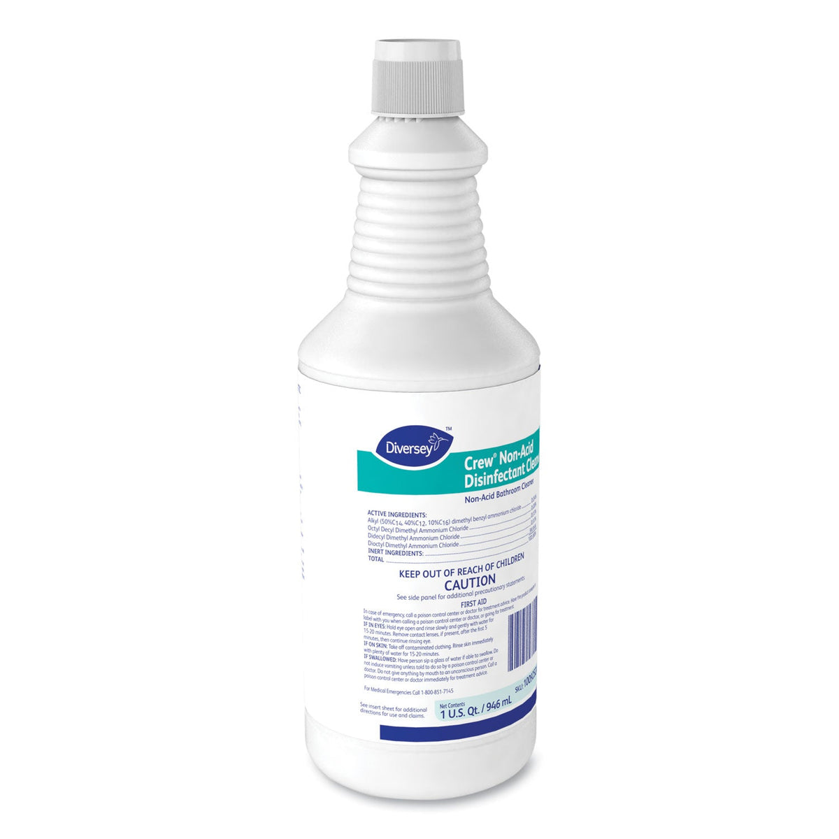 Diversey Crew Neutral Non-Acid Bowl and Bathroom Disinfectant, 32 oz Squeeze Bottle, 12/Carton