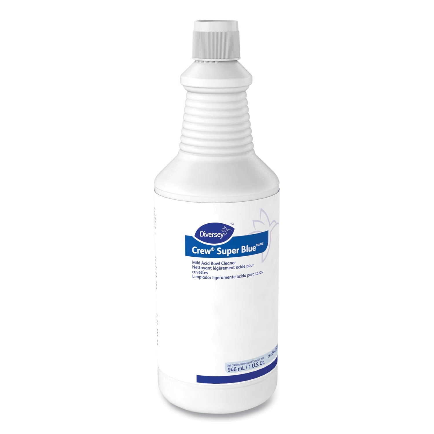 Diversey Crew Super Blue Mild Acid Bowl Cleaner, Citrus, 32 oz Squeeze Bottle, 12/Carton