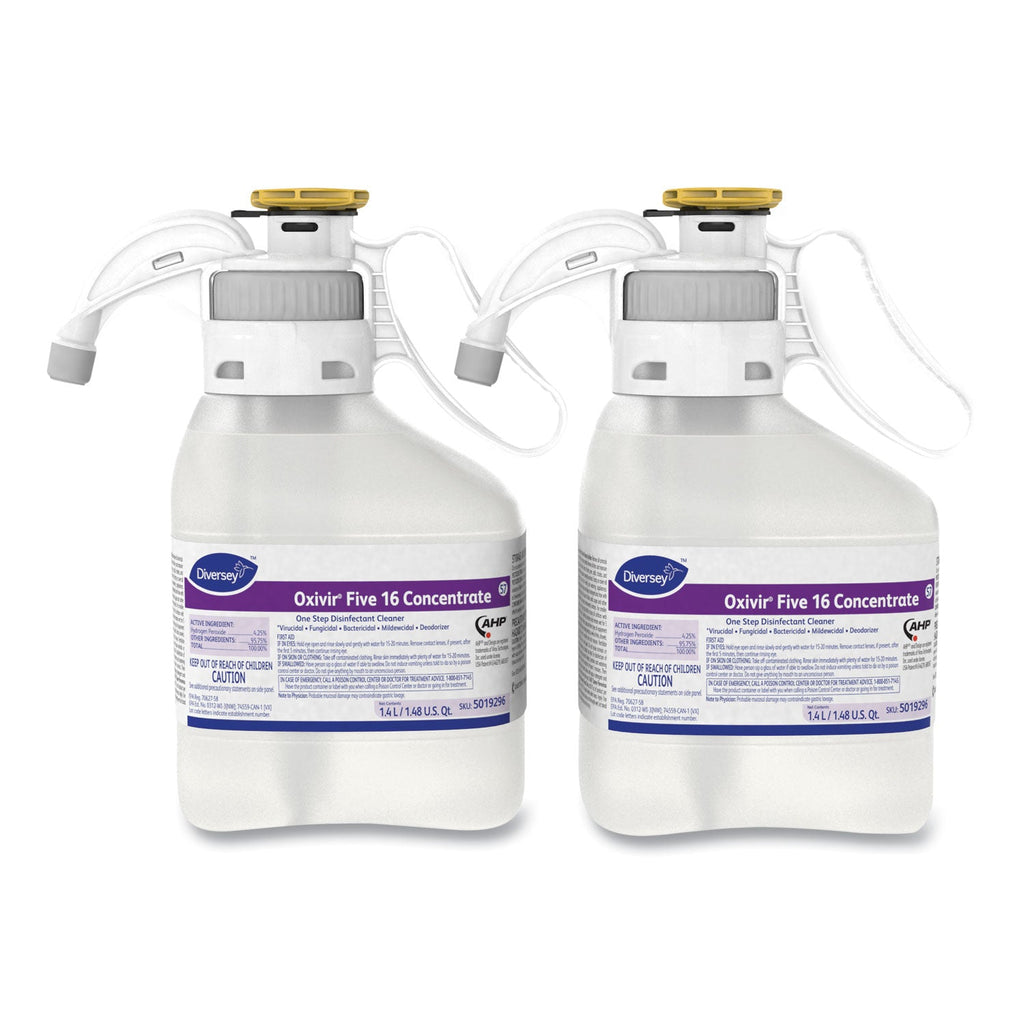 Diversey Oxivir Five 16 Concentrate One Step Disinfectant Cleaner, Liquid, 1.4 L, 2/CT