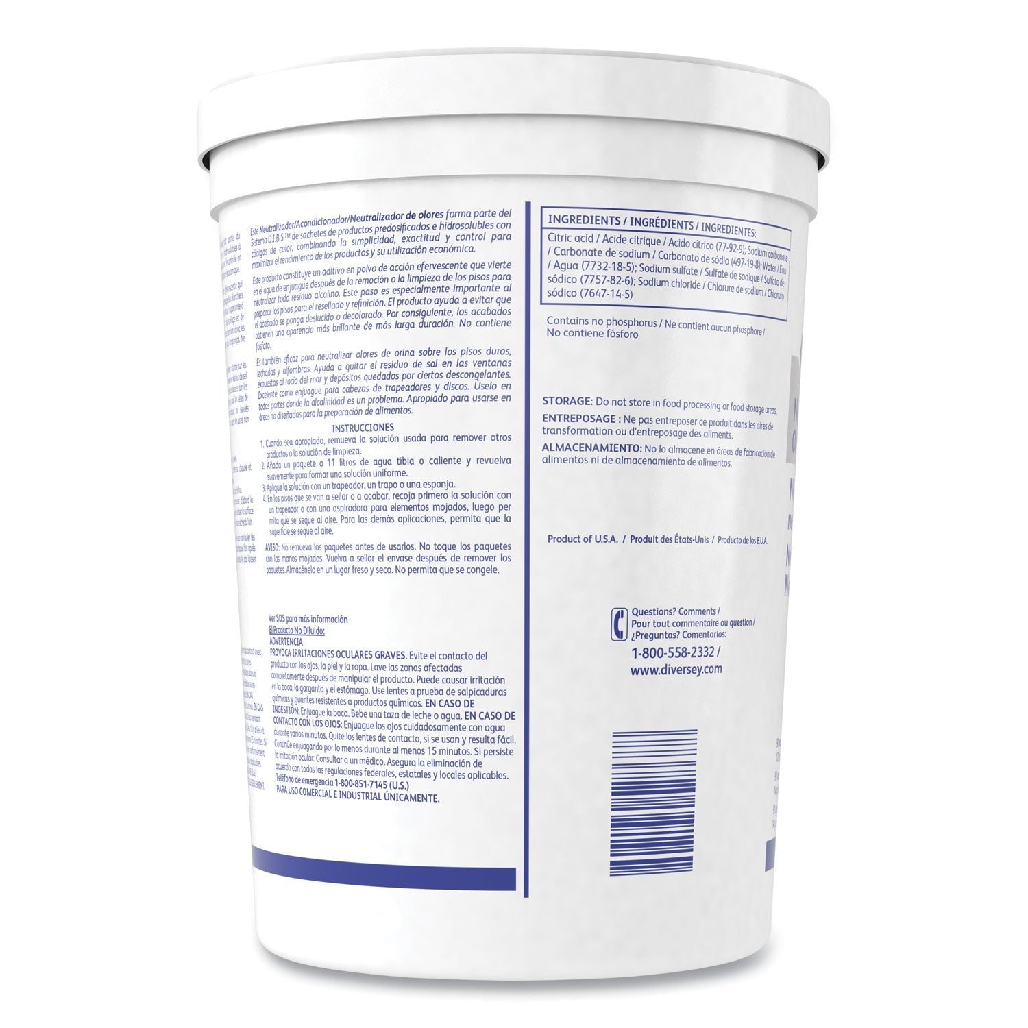 Diversey Floor Conditioner/Odor Counteractant, Powder, 0.5 oz Packet, 90/Tub, 2/Carton