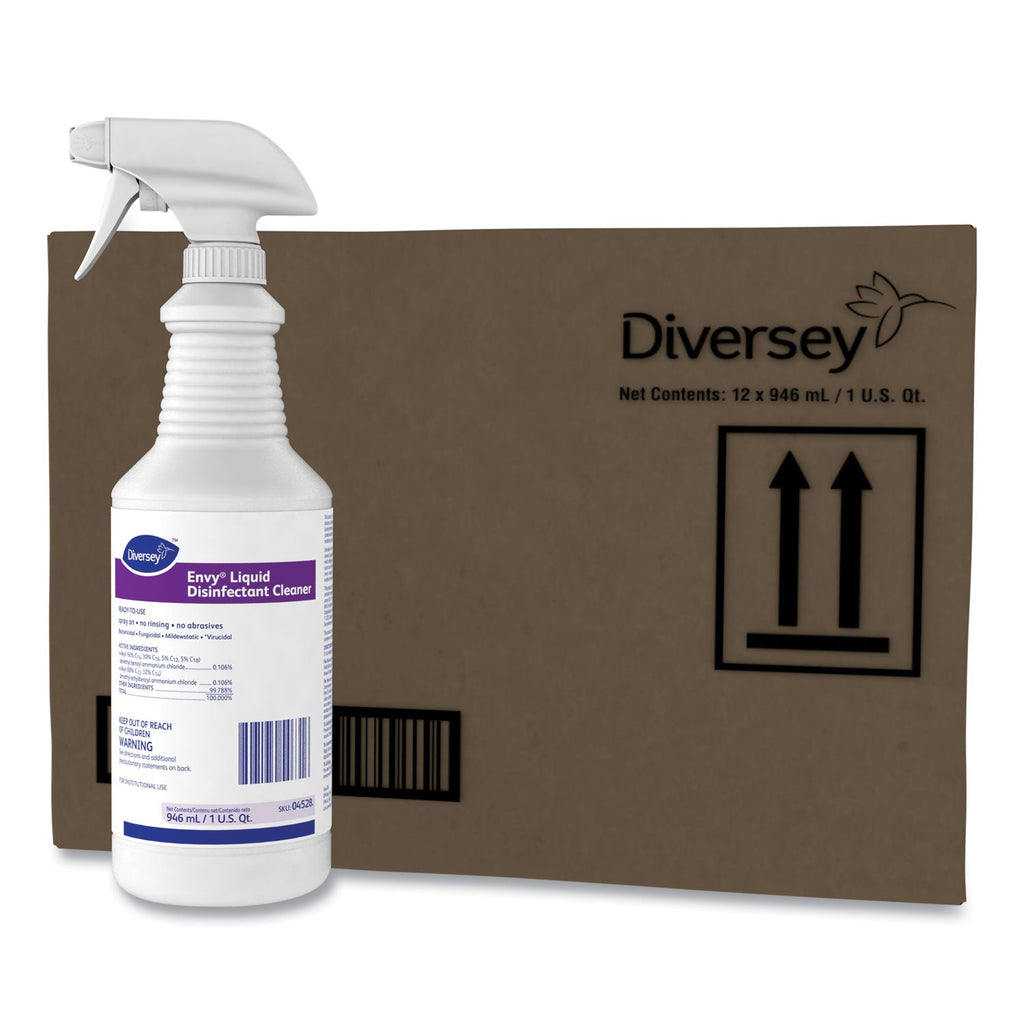Diversey Envy Liquid Disinfectant Cleaner, Lavender, 32 oz Spray Bottle, 12/Carton
