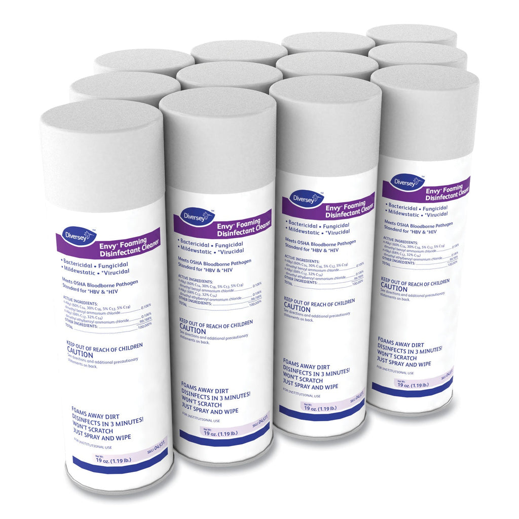 Diversey Envy Foaming Disinfectant Cleaner, Lavender Scent, 19 oz Aerosol Spray, 12/Carton