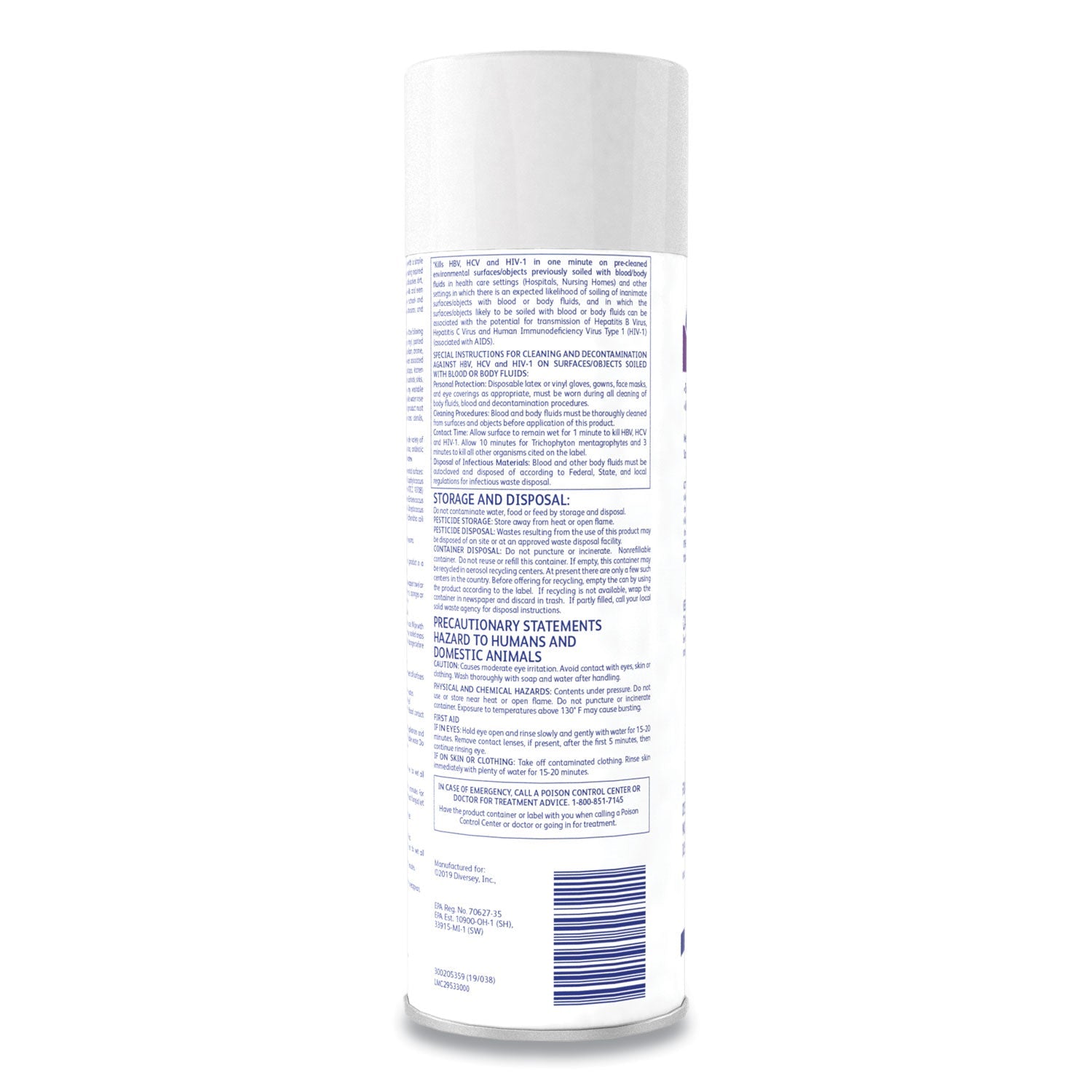 Diversey Envy Foaming Disinfectant Cleaner, Lavender Scent, 19 oz Aerosol Spray, 12/Carton