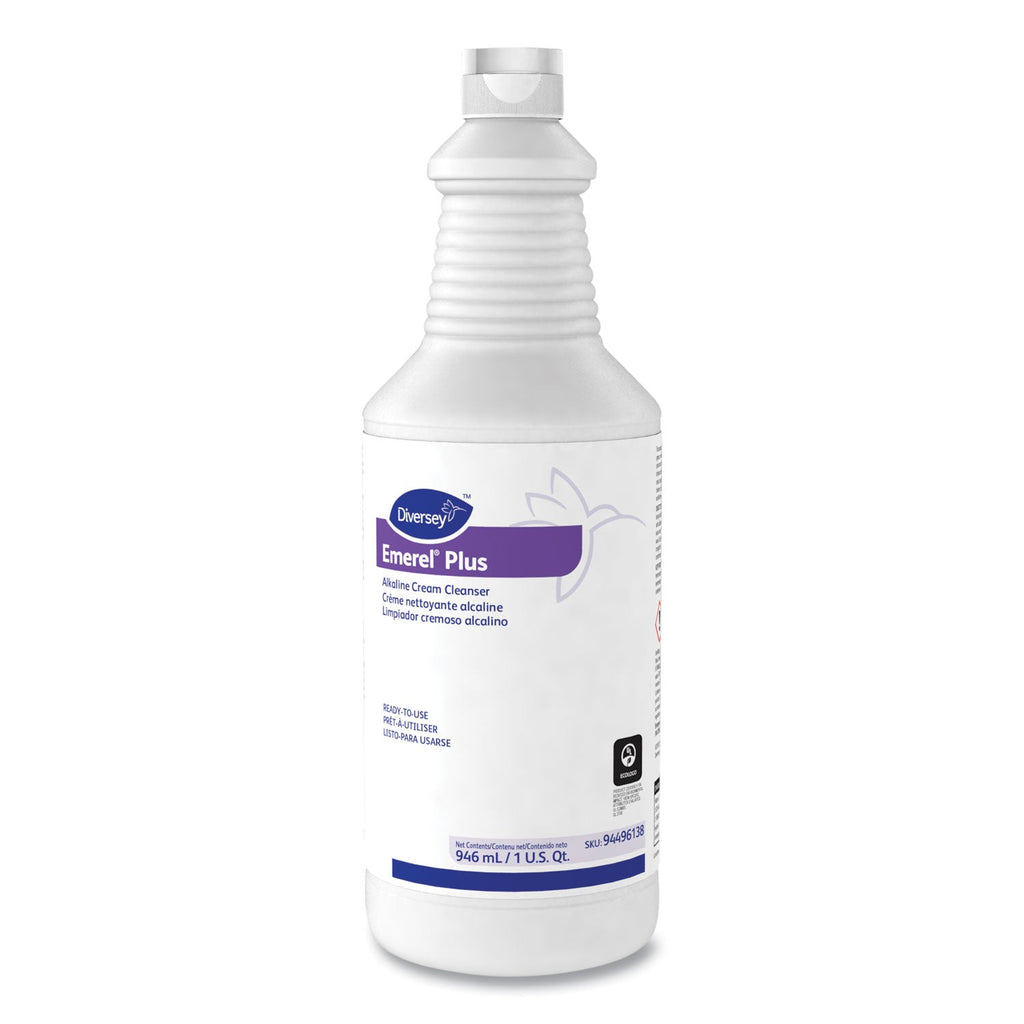 Diversey Emerel Plus Cream Cleanser, Odorless, 32 oz Squeeze Bottle, 12/Carton