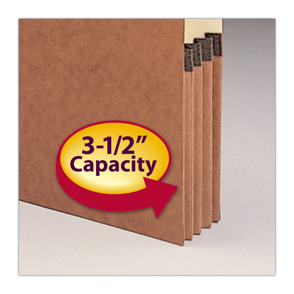 Smead Redrope Drop-Front End Tab File Pockets, 3.5" Expansion, Letter Size, Redrope, 10/Box