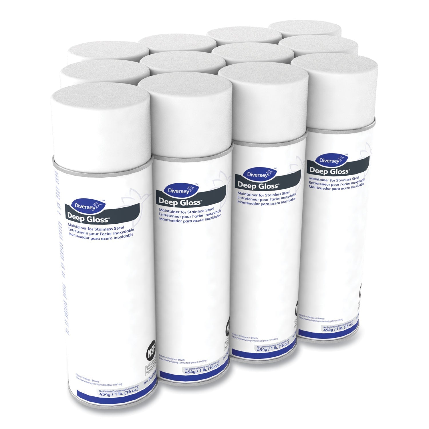 Diversey Deep Gloss Stainless Steel Maintainer, 16 oz Aerosol Spray, 12/Carton