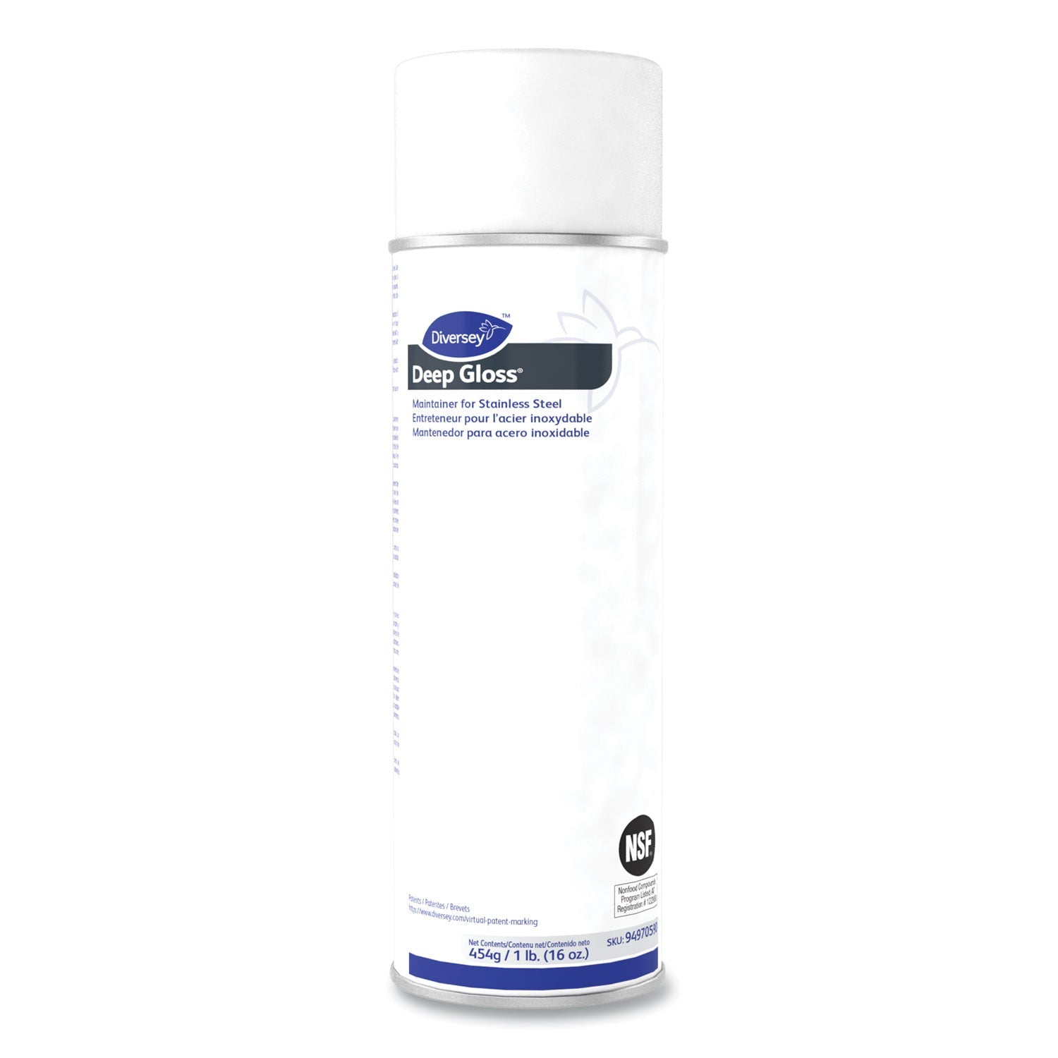 Diversey Deep Gloss Stainless Steel Maintainer, 16 oz Aerosol Spray, 12/Carton