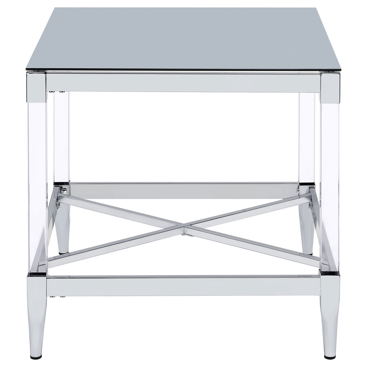 Lindley Square Tempered Mirror Acrylic Side End Table Chrome