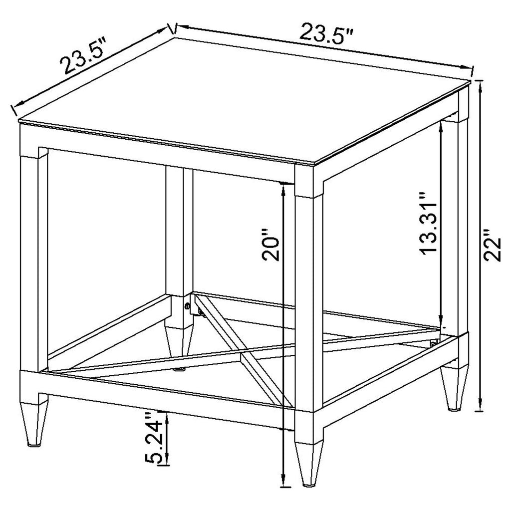 Lindley 2-piece Square Coffee and End Table Set Chrome