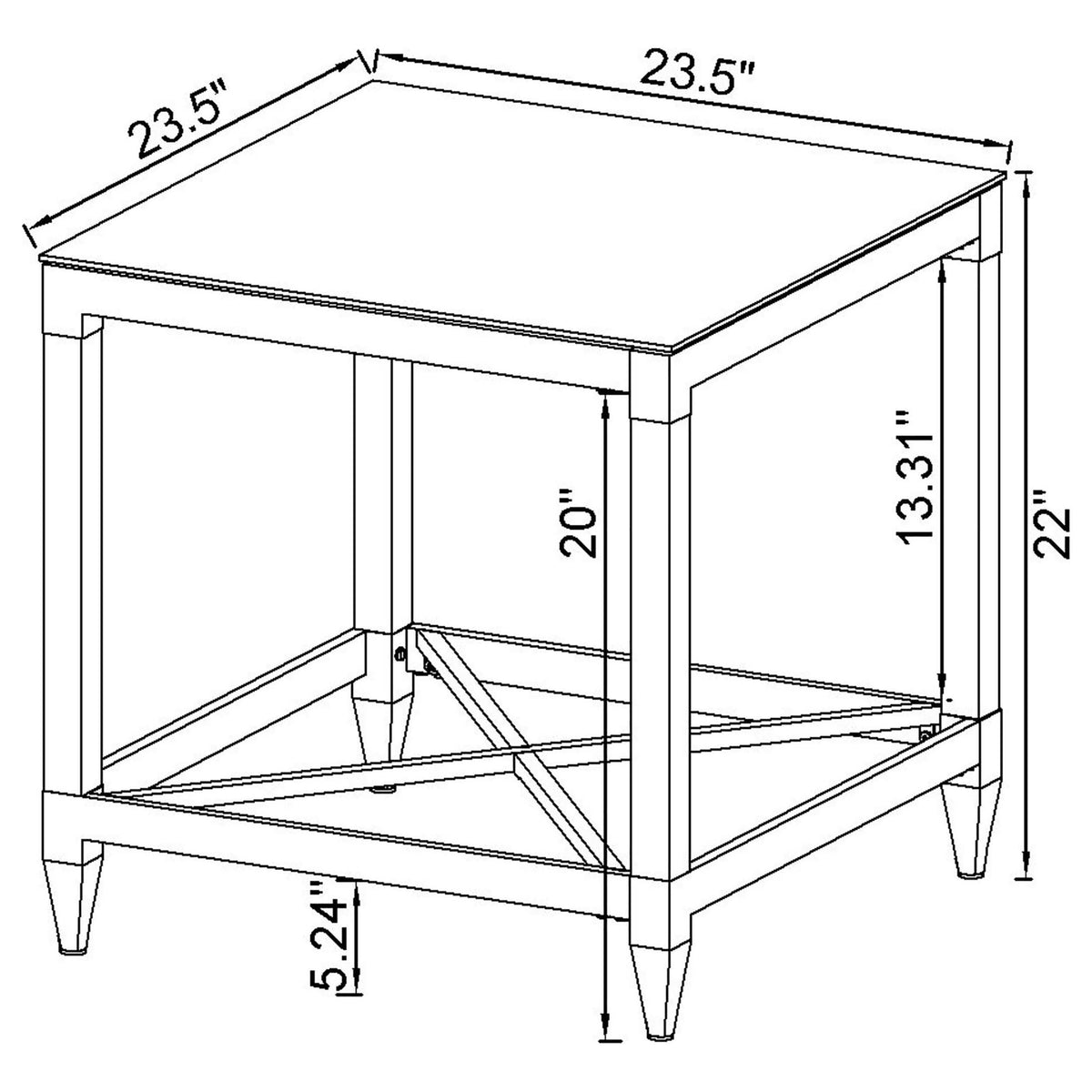 Lindley 2-piece Square Coffee and End Table Set Chrome