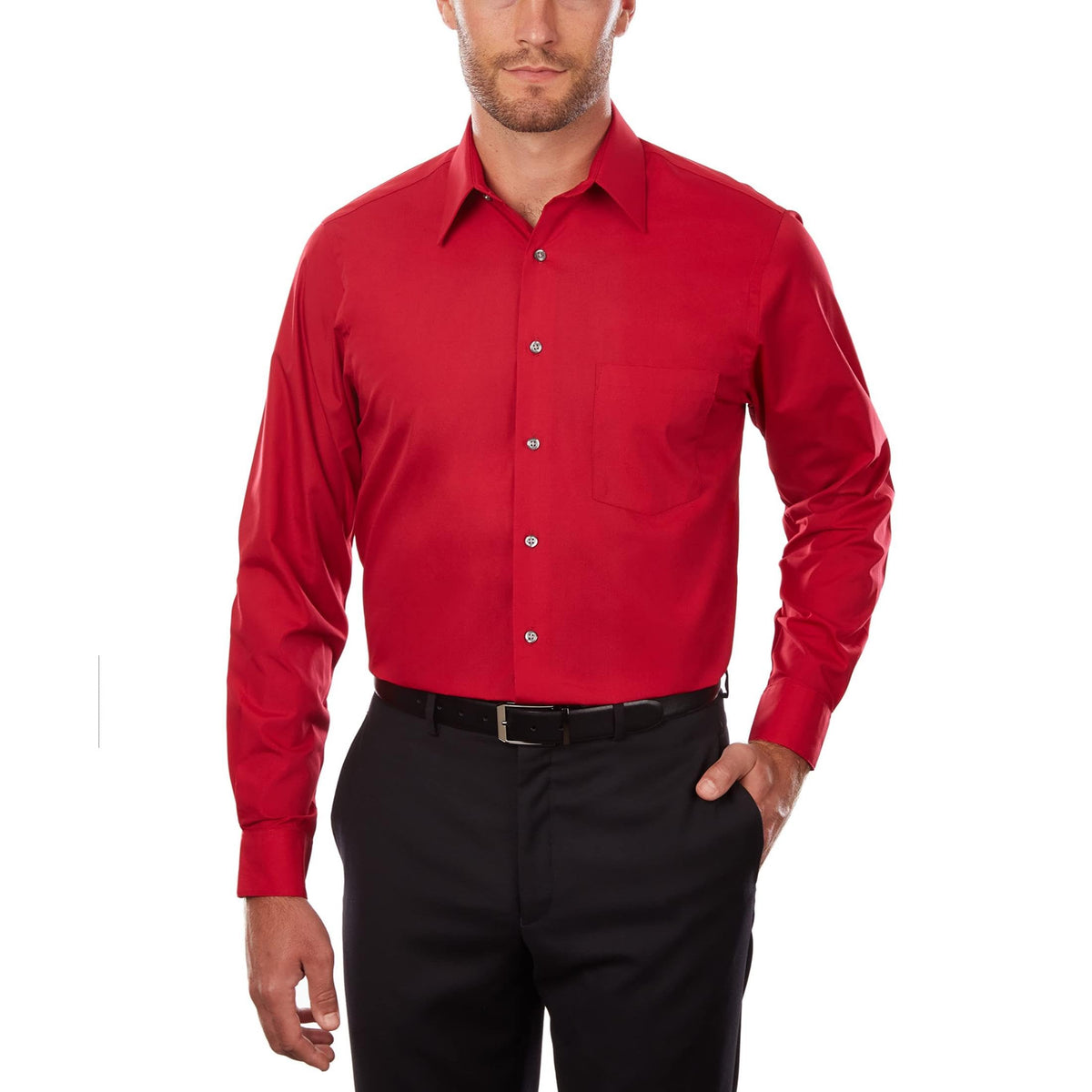Van Heusen Mens Dress Shirt Regular Fit Poplin Solid