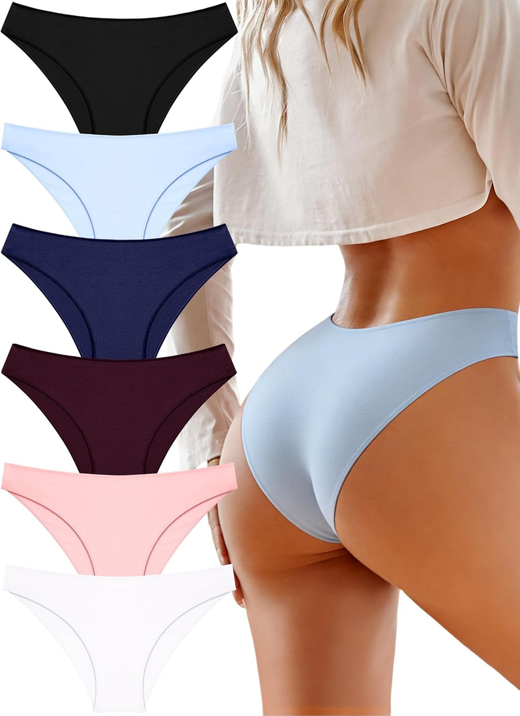 Cotton Underwear Women Sexy Cheeky Bikini Panties Lingerie Outfits 6 pack