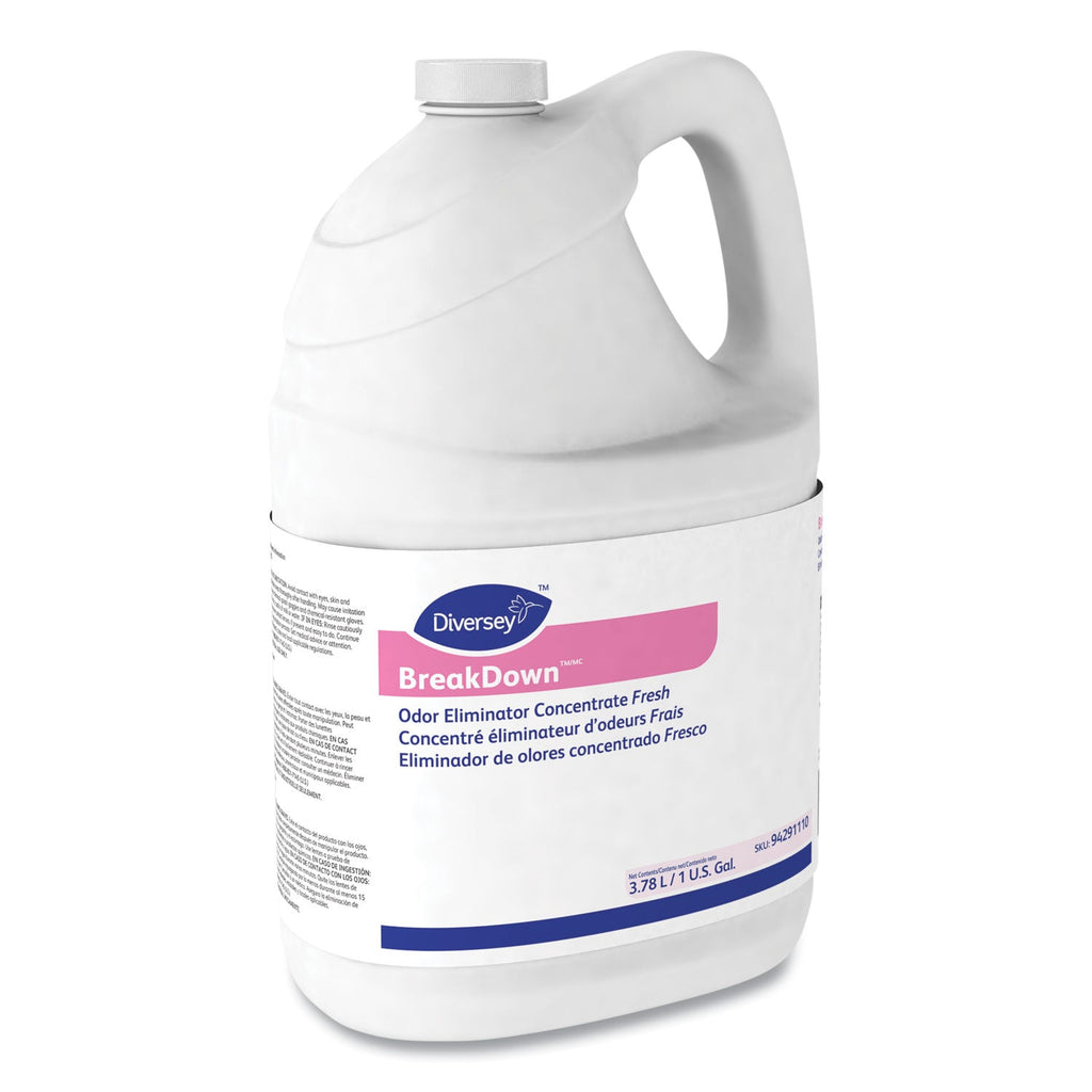 Diversey Breakdown Odor Eliminator, Cherry Almond Scent, Liquid, 1 gal Bottle, 4/Carton