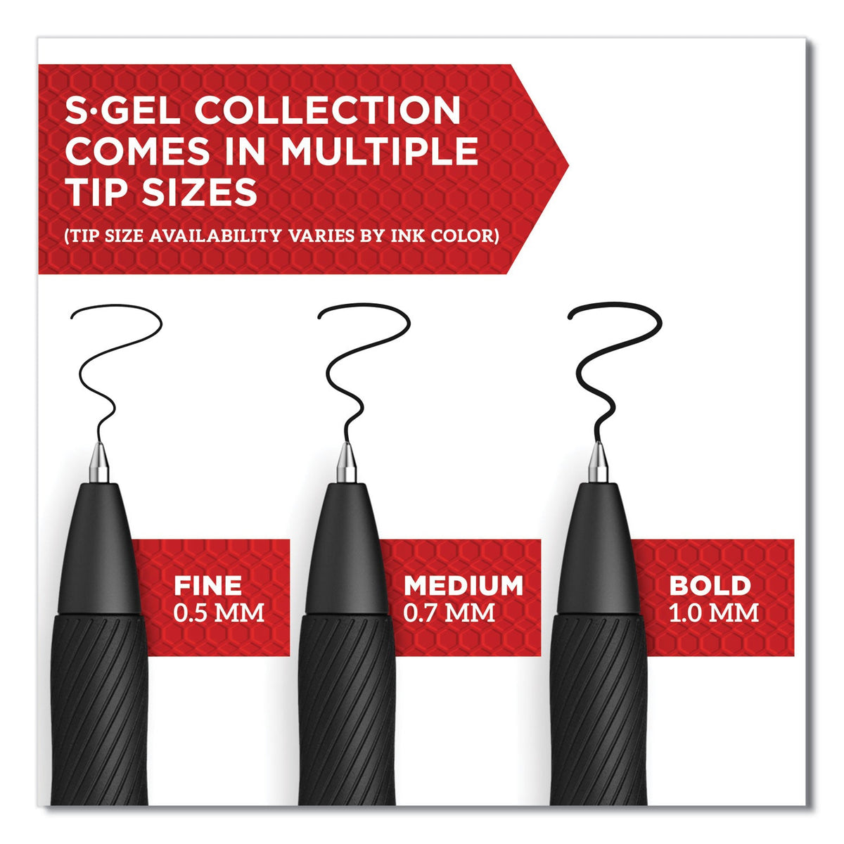 Sharpie S-Gel High-Performance Gel Pen, Retractable, Medium 0.7 mm, Red Ink, Black Barrel, Dozen