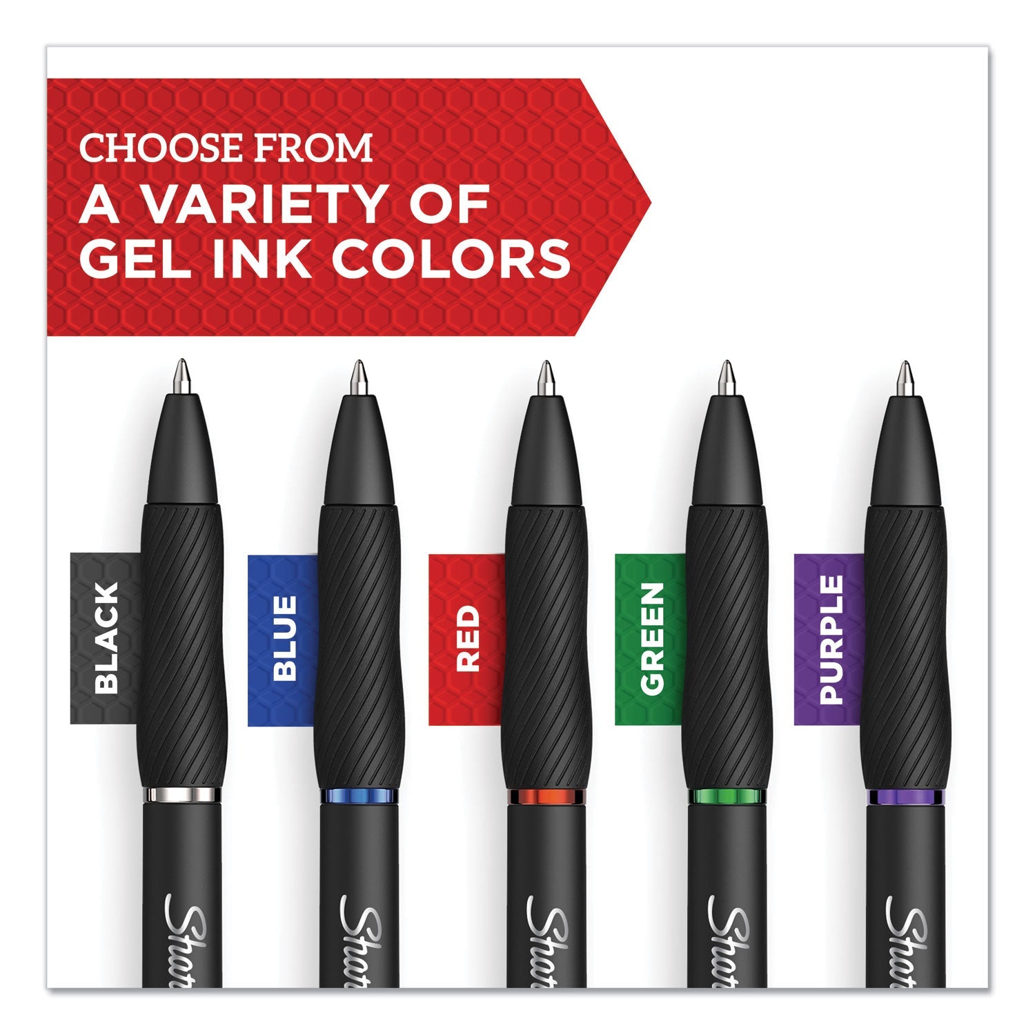 Sharpie S-Gel High-Performance Gel Pen, Retractable, Medium 0.7 mm, Red Ink, Black Barrel, Dozen