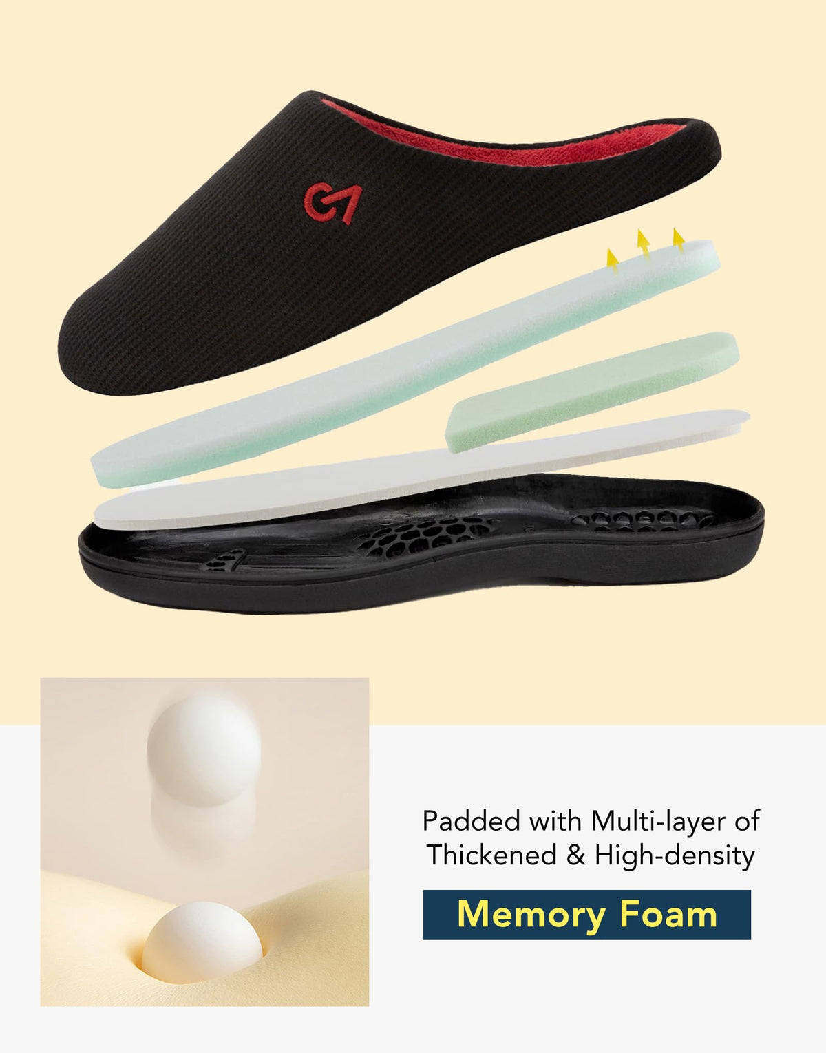 VeraCosy Men's Two-Tone House Slippers Memory Foam Indoor Rubber Sole