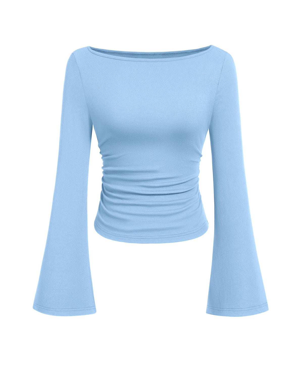 PRETTYGARDEN Womens Bell Long Sleeve Ribbed Knit Tops