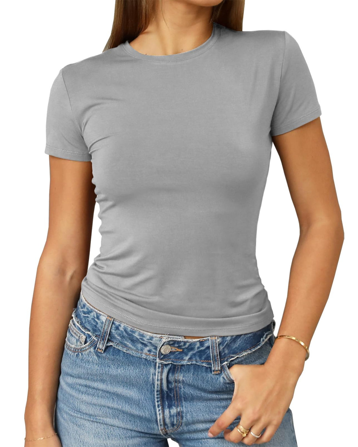 Abardsion Women's Casual Basic Slim Fit T Shirts