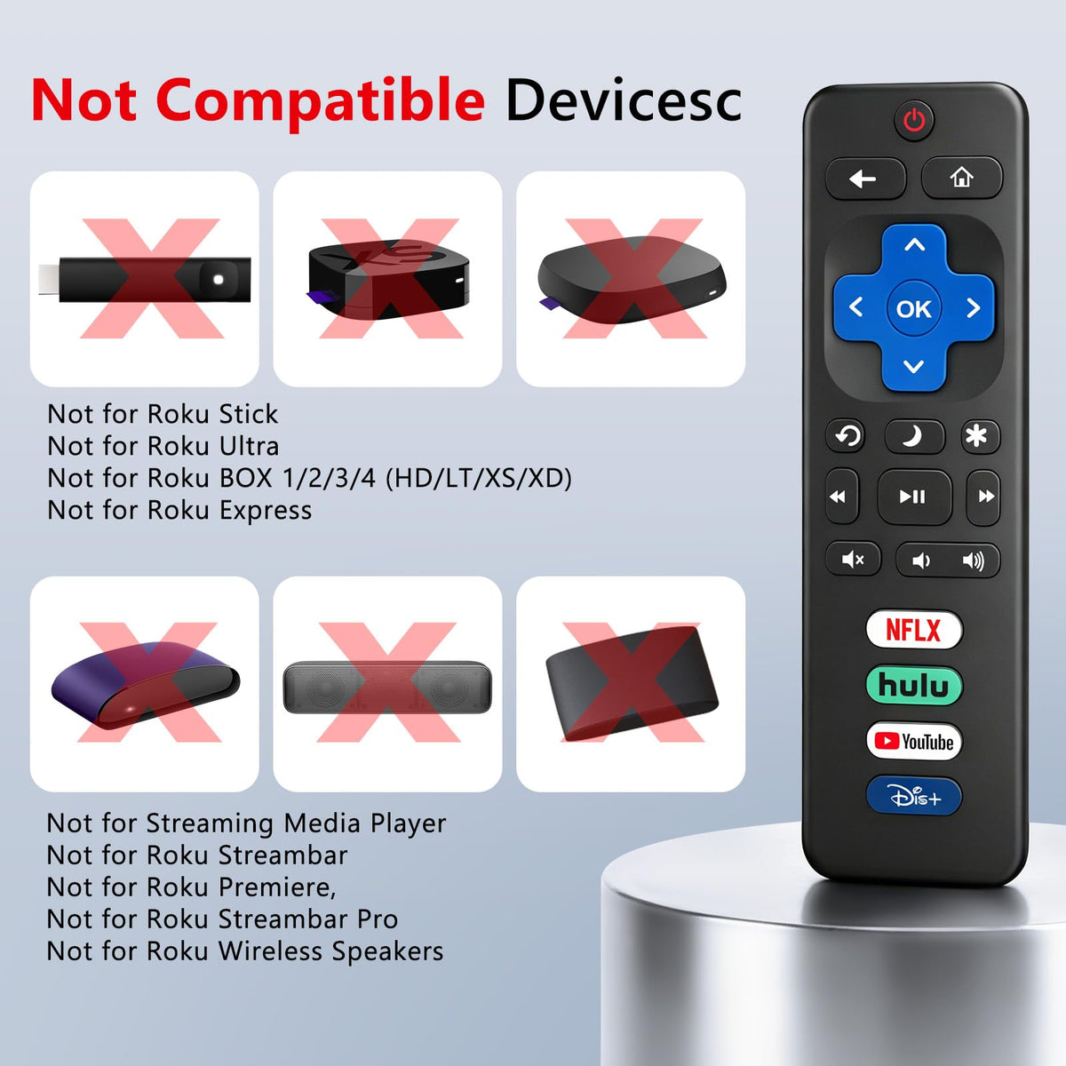 (2 Pack) Replacement Remote Control for Roku TV, for TCL Roku/Onn Roku TVs