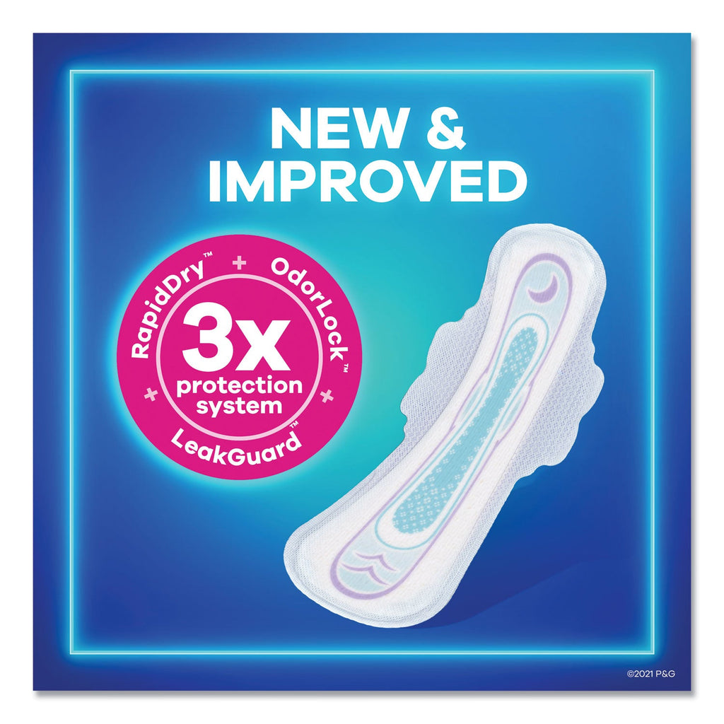 Always Ultra Thin Overnight Pads with Wings, 36/Pack, 6 Packs/Carton