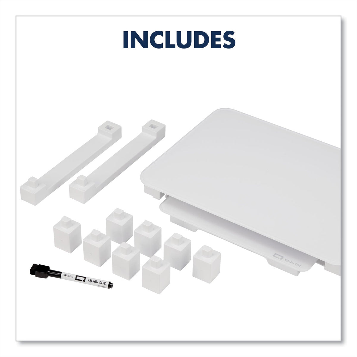 Quartet Adjustable Height Desktop Glass Monitor Riser with Dry-Erase Board, 14 x 10.25 x 2.5 to 5.25, White, Supports 100 lb