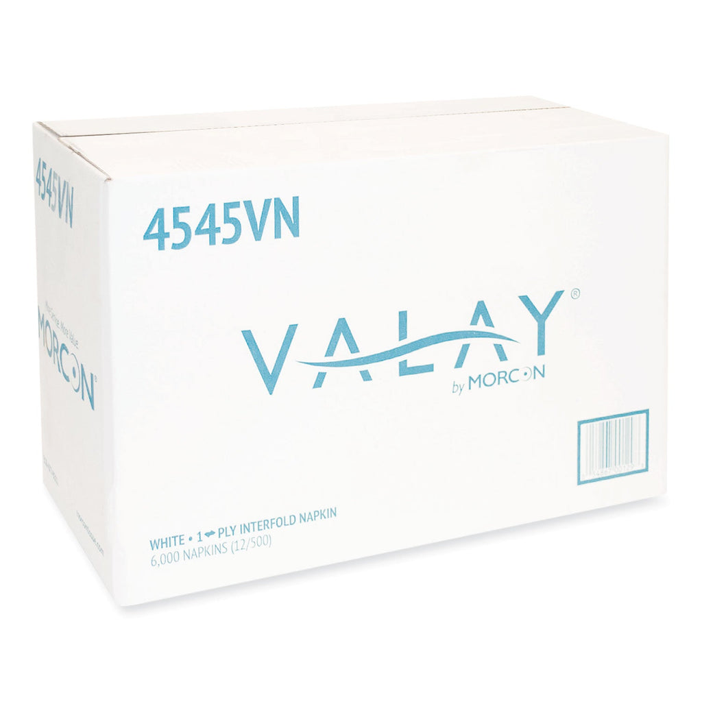 Morcon Tissue Valay Interfolded Napkins, 1-Ply, White, 6.5 x 8.25, 6,000/Carton