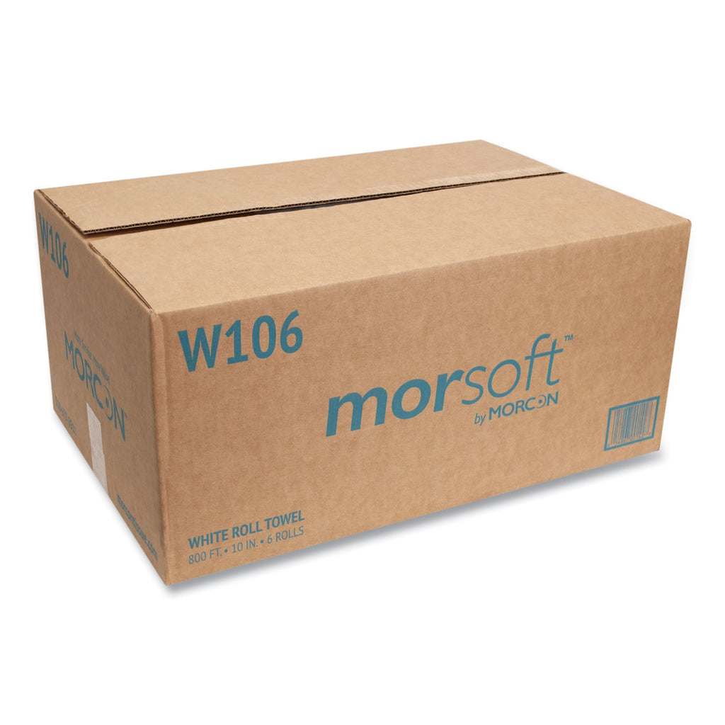 Morcon Tissue 10 Inch Roll Towels, 1-Ply, 10" x 800 ft, White, 6 Rolls/Carton