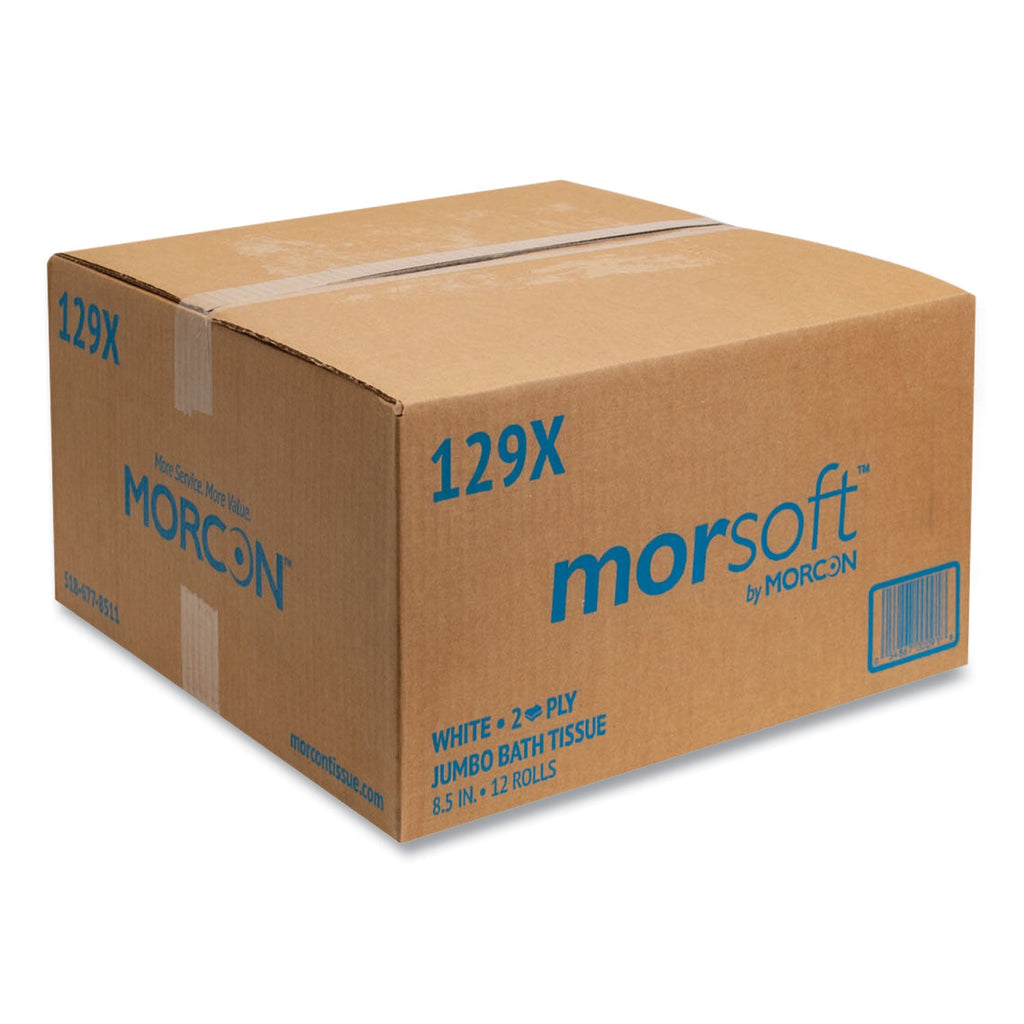 Morcon Tissue Jumbo Bath Tissue, Septic Safe, 2-Ply, White, 3.3" x 500 ft, 12/Carton