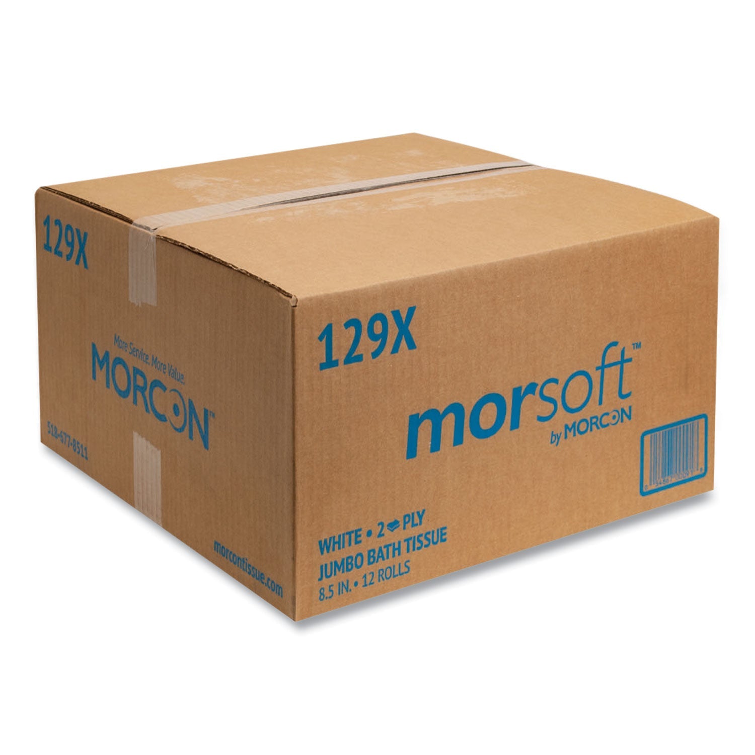 Morcon Tissue Jumbo Bath Tissue, Septic Safe, 2-Ply, White, 3.3" x 500 ft, 12/Carton