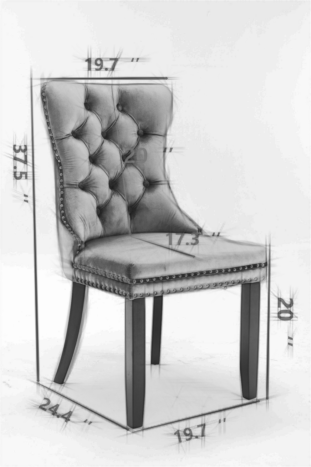 Nikki Collection Modern High-end Tufted Solid Wood Contemporary Velvet Upholstered Dining Chair 2-Pcs SetBeige