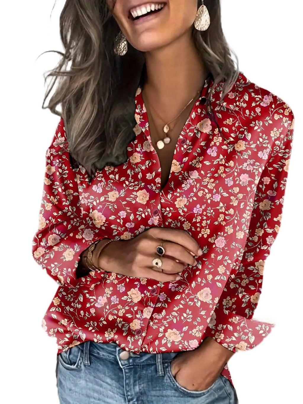 Zeagoo Satin Blouses for Women Silk Button Down Shirts Long Sleeve Tops