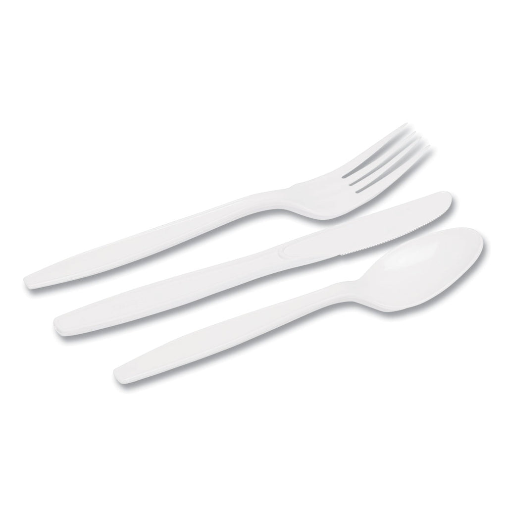 Dixie Combo Pack, Tray with White Plastic Utensils, 56 Forks, 56 Knives, 56 Spoons, 6 Packs