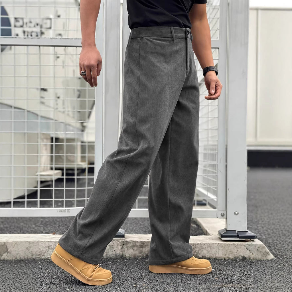 Mens Plus-Size Casual Corduroy Trousers