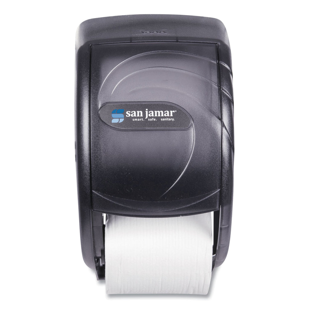 San Jamar Duett Standard Bath Tissue Dispenser, Oceans, 7.5 x 7 x 12.75, Transparent Black Pearl