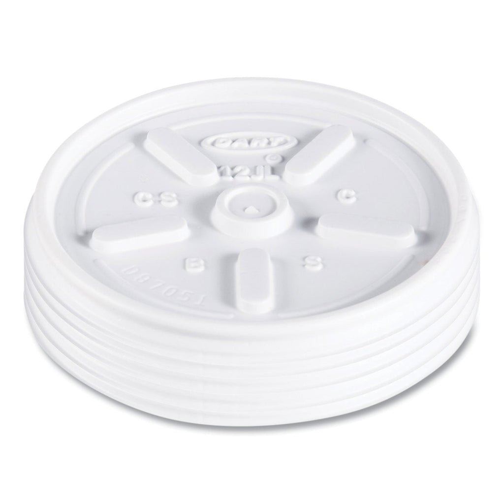 Dart Plastic Lids for Foam Cups, Bowls and Containers, Vented, Fits 6-14 oz, White, 100/Pack, 10 Packs/Carton