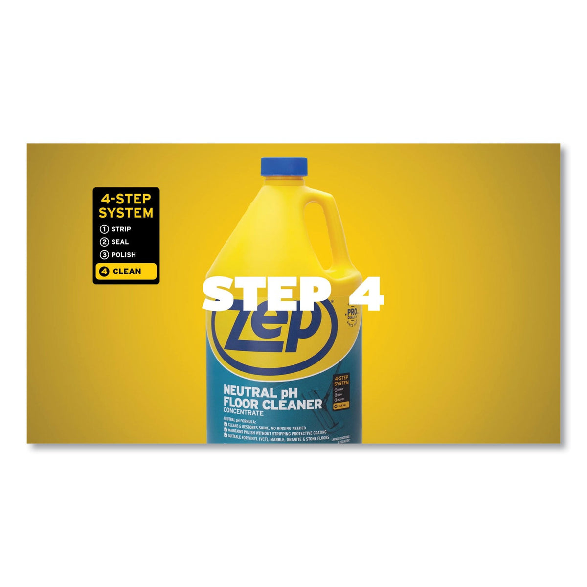 Zep Commercial Neutral Floor Cleaner, Fresh Scent, 1 gal, 4/Carton