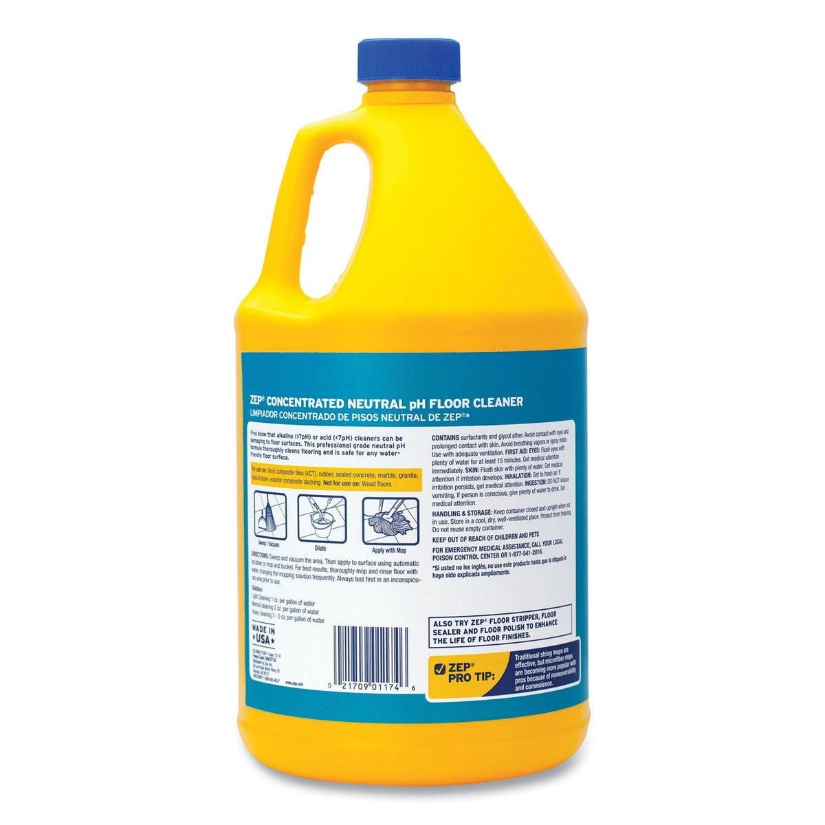Zep Commercial Neutral Floor Cleaner, Fresh Scent, 1 gal, 4/Carton