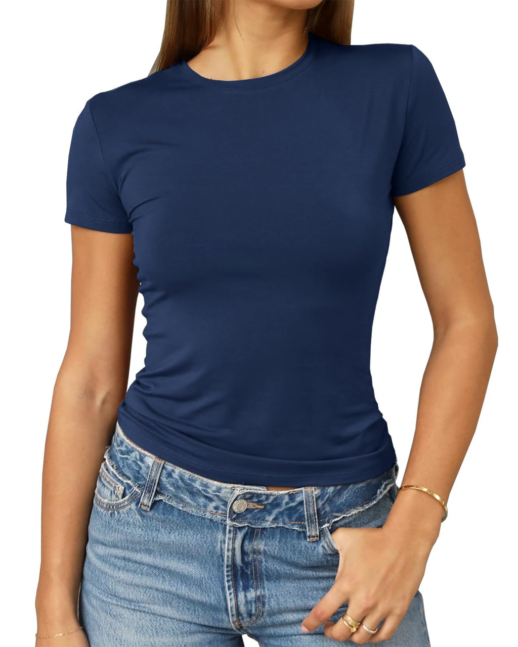 Abardsion Women's Casual Basic Slim Fit T Shirts
