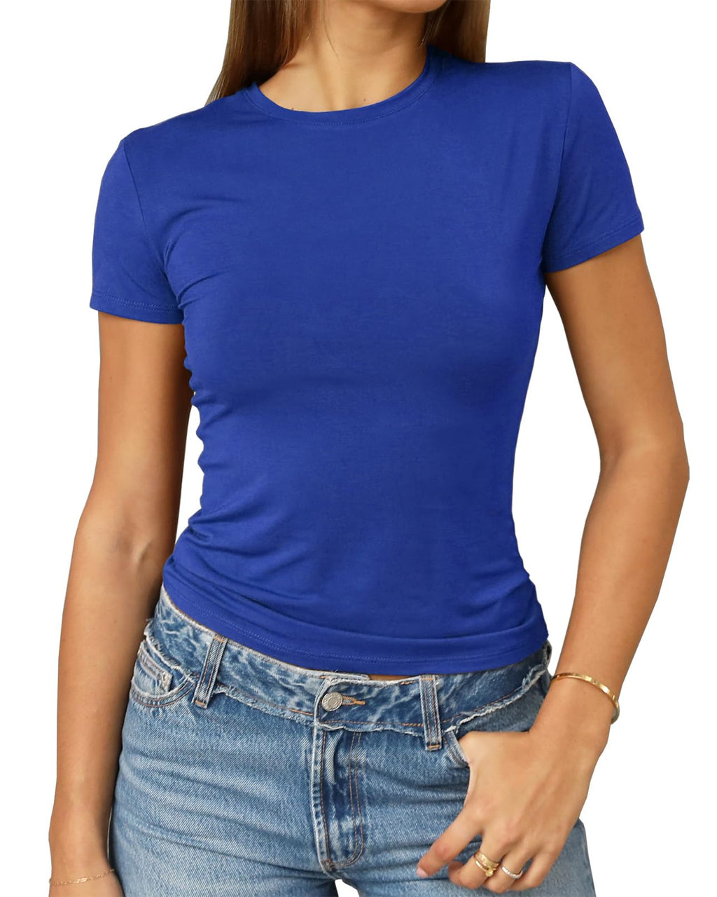 Abardsion Women's Casual Basic Slim Fit T Shirts