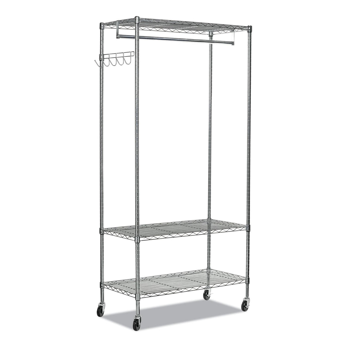 Alera Wire Shelving Garment Rack, 40 Garments, 48w x 18d x 75h, Silver