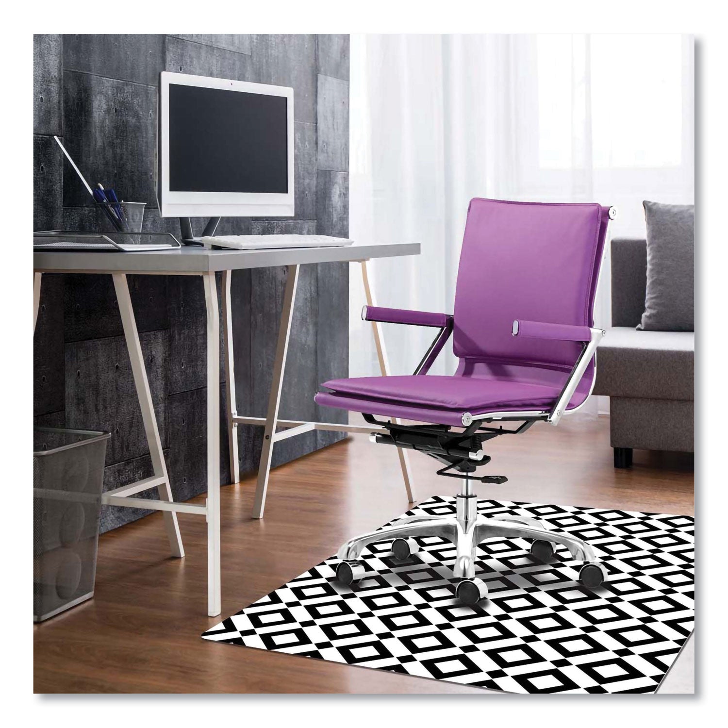 deflecto FashionMat Chair Mat, Rectangular, 35 x 40, Diamonds