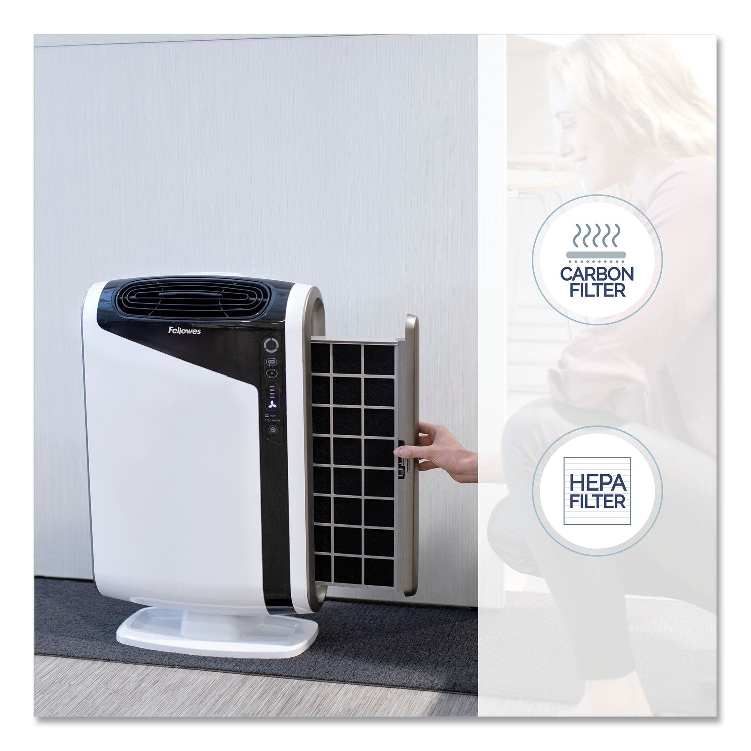 Fellowes AeraMax DX95 Large Room Air Purifier, 600 sq ft Room Capacity, White
