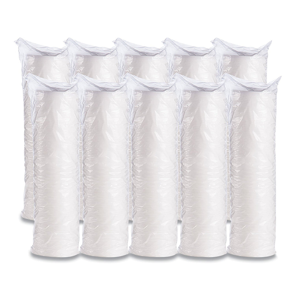 Dart Plastic Lids for Foam Cups, Bowls and Containers, Vented, Fits 6-14 oz, White, 100/Pack, 10 Packs/Carton