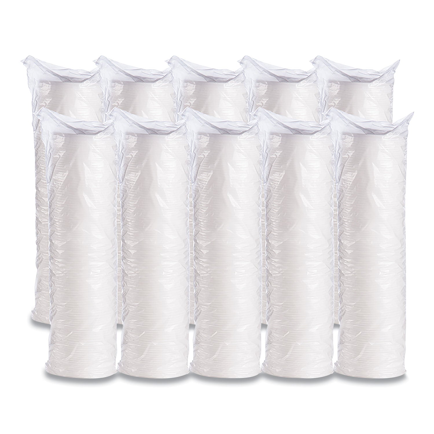 Dart Plastic Lids for Foam Cups, Bowls and Containers, Vented, Fits 6-14 oz, White, 100/Pack, 10 Packs/Carton