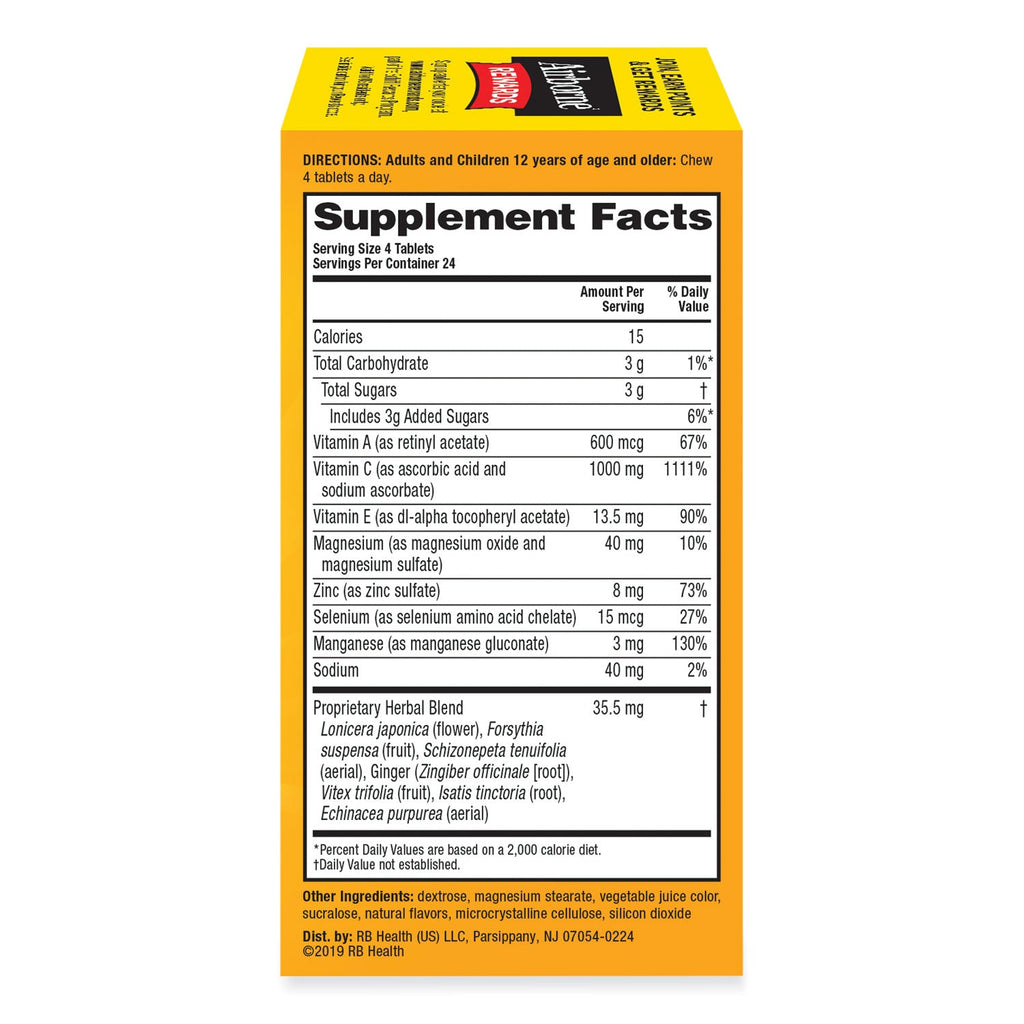 Airborne Immune Support Chewable Tablet, Berry, 96 Count